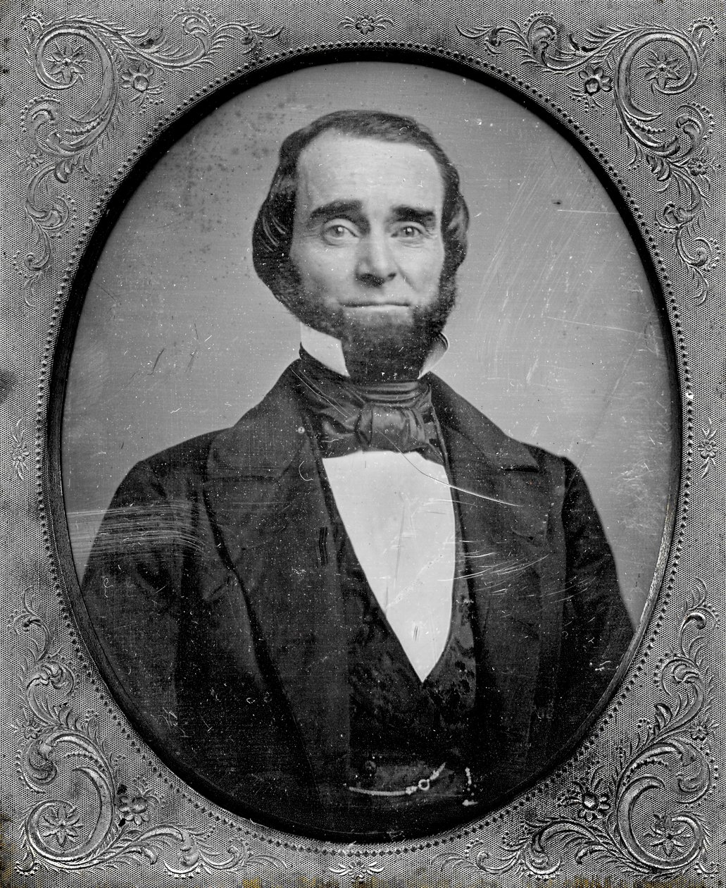 Retrato del Dr. Thomas Reyburn de Olive Street entre Fourth y Fifth Streets en St. Louis. La cara de Reyburn ha sido coloreada con pigmento rosa de Thomas M. Easterly