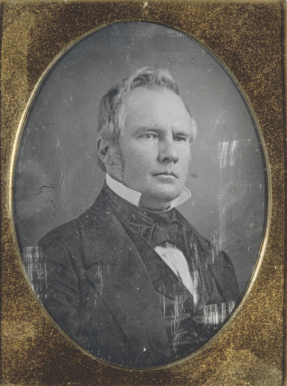 Retrato de Stirling Price, Gobernador de Missouri. El daguerrotipo está en su estuche original de Thomas M. Easterly