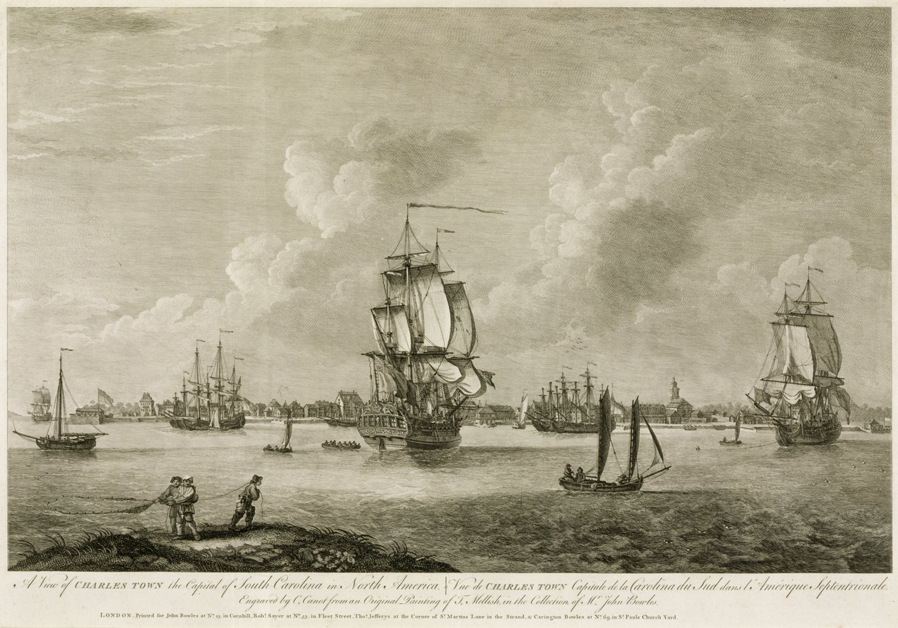 Vista de Charles Town, la capital de Carolina del Sur en América del Norte, de 