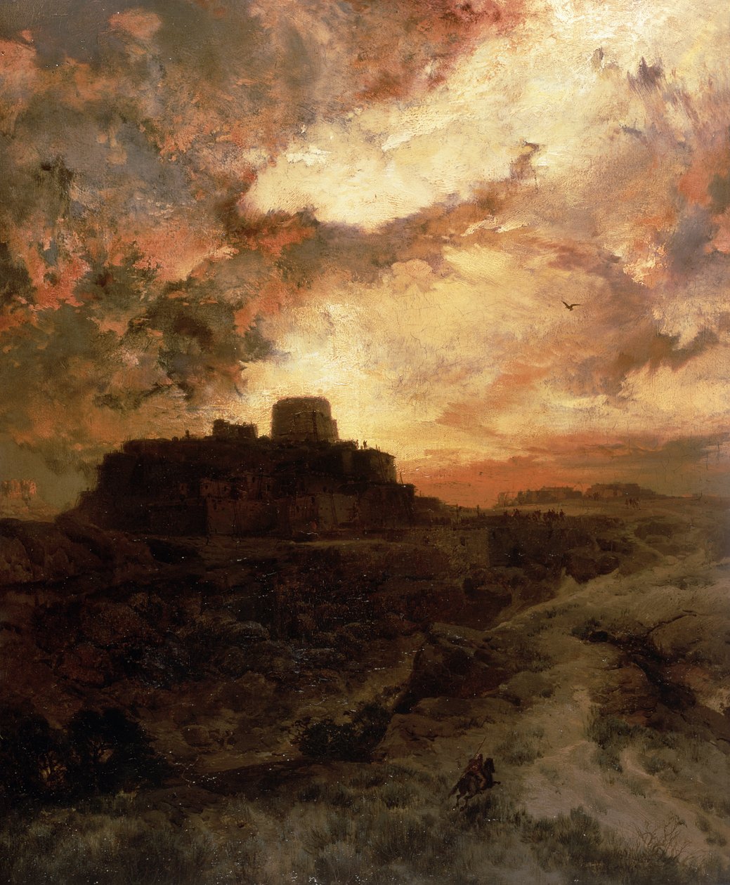 Atardecer, Pueblo del Walpe, Arizona, 1880 de Thomas Moran