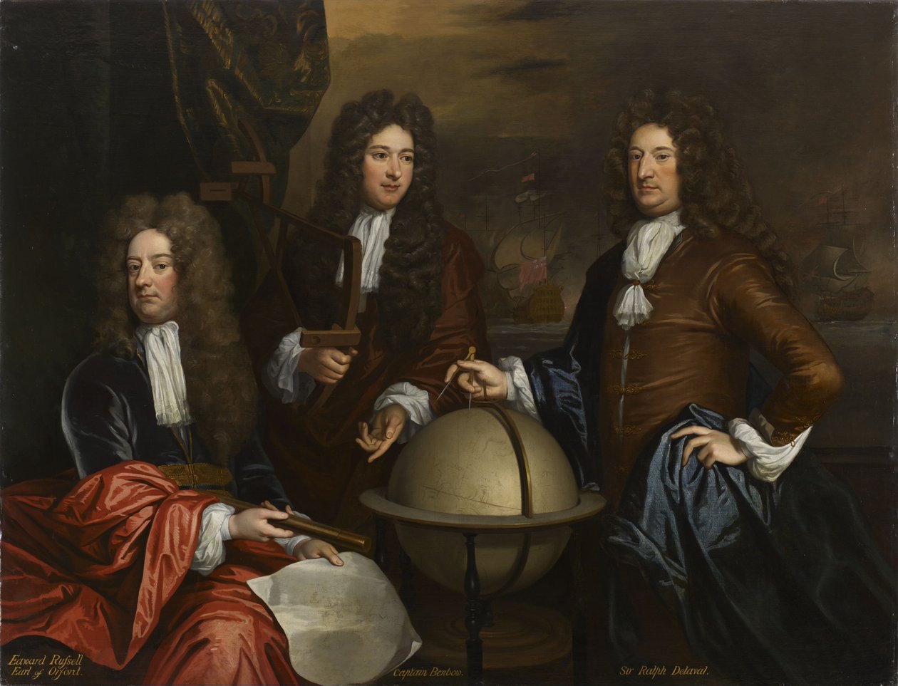 Un retrato triple de Thomas Phillips, John Benbow y Sir Ralph Delavall de Thomas Murray