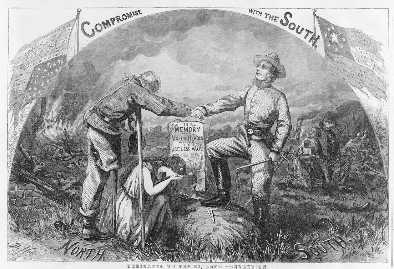 Compromiso con el Sur - Dedicado a la Convención de Chicago, 1864 (grabado en madera) de Thomas Nast