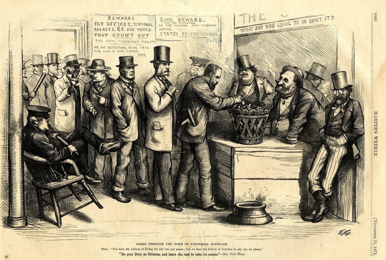 Pasando por la Forma del Sufragio Universal, 1871 de Thomas Nast