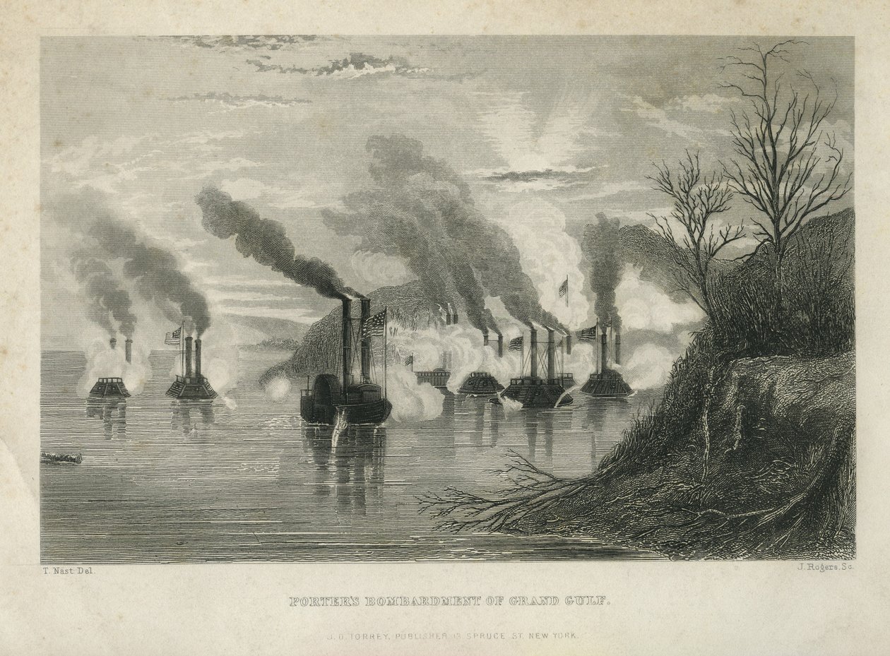 Bombardeo de Grand Gulf por Porter, c.1863 de Thomas Nast