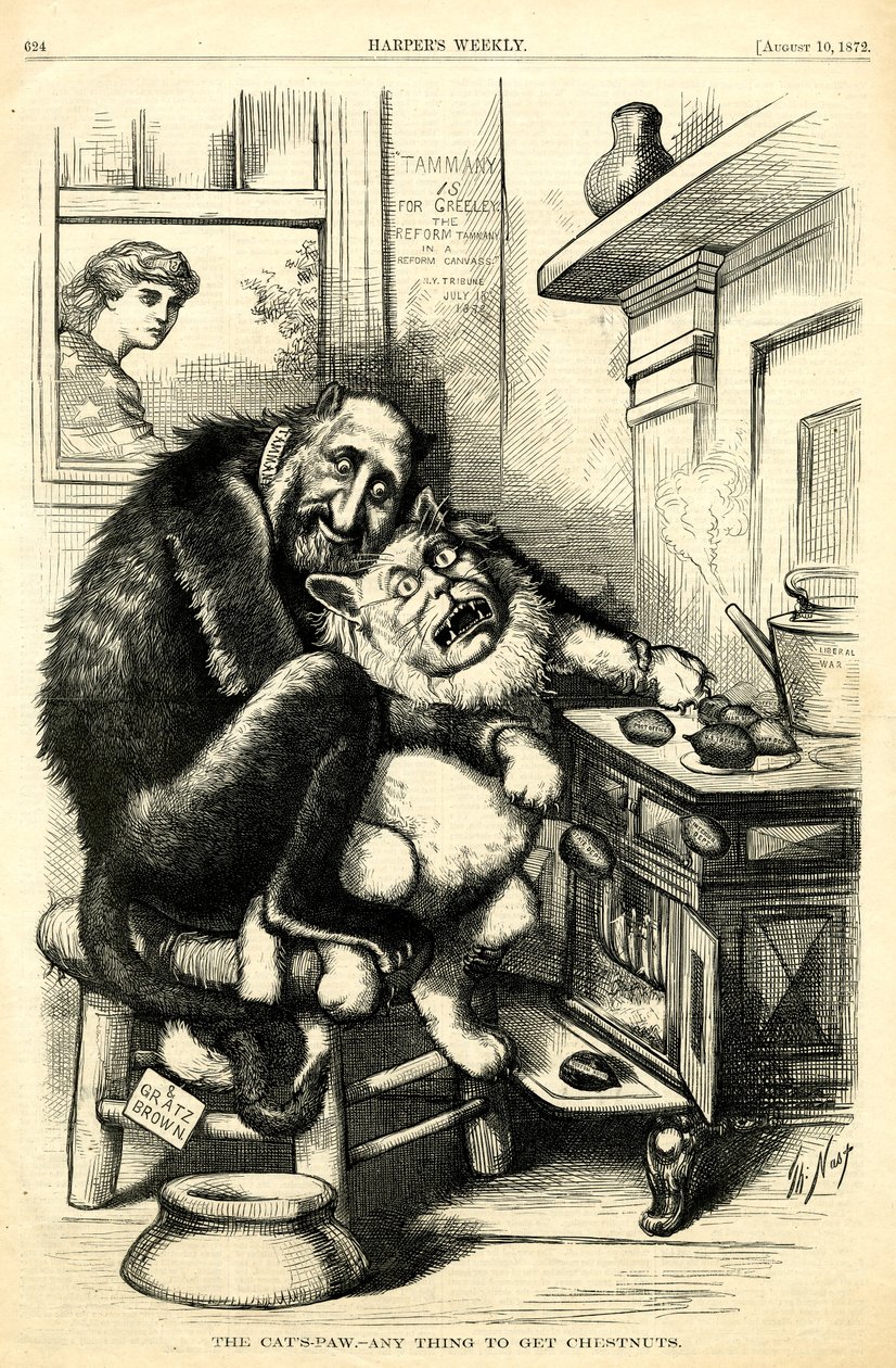 La pata del gato - Cualquier cosa para conseguir castañas de Thomas Nast