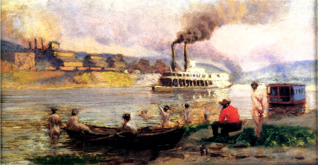 Barco de Vapor en el Ohio, c.1900 de Thomas Pollock Anschutz