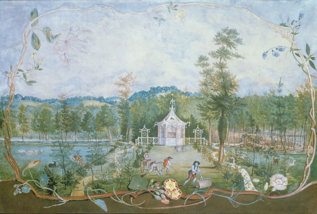 Pabellón chino en un jardín inglés, siglo XVIII de Thomas Robins