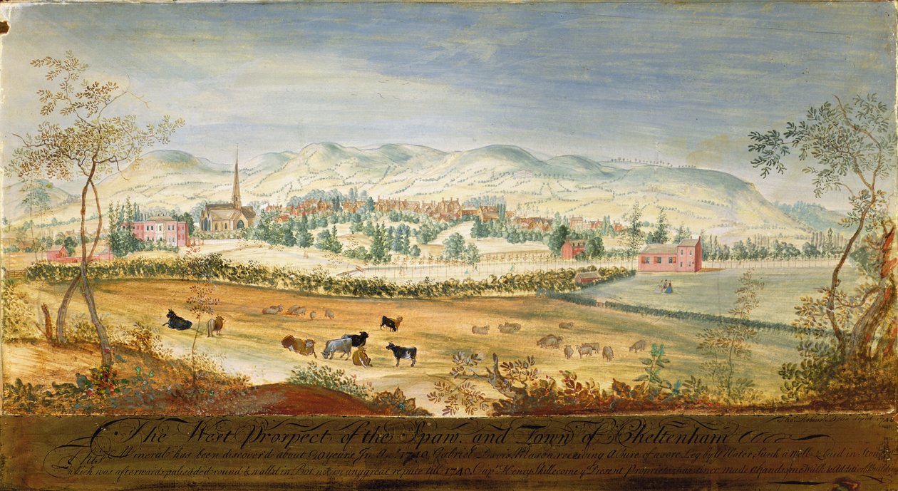 Vista Oeste del Spa y la Ciudad de Cheltenham, 1748 de Thomas Robins