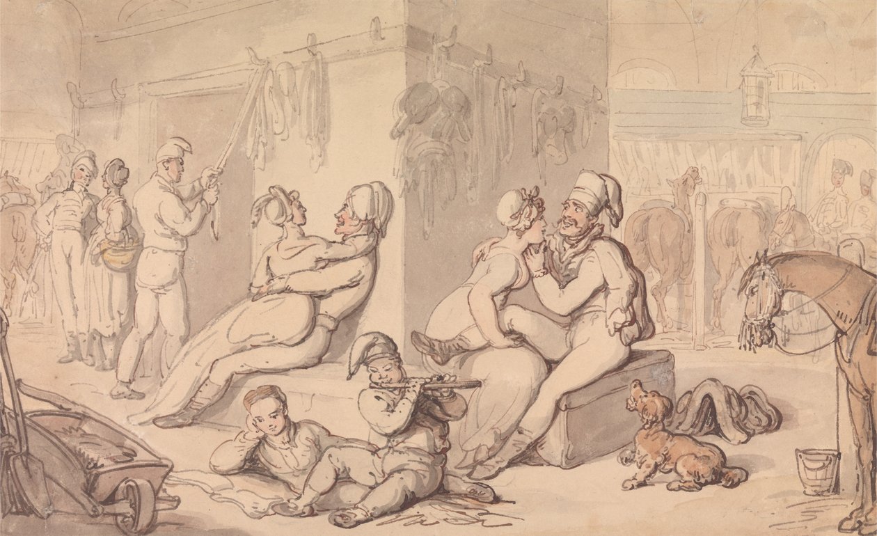 Un cuartel de caballería de Thomas Rowlandson
