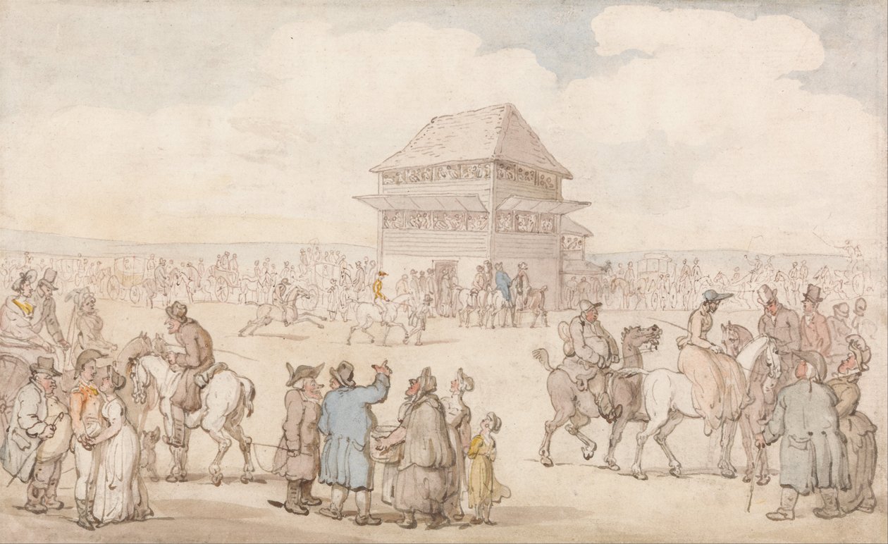 Una reunión de carreras abarrotada de Thomas Rowlandson