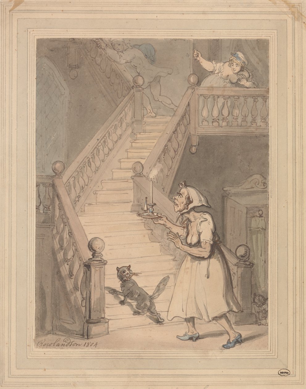 Una tía soltera oliendo fuego de Thomas Rowlandson