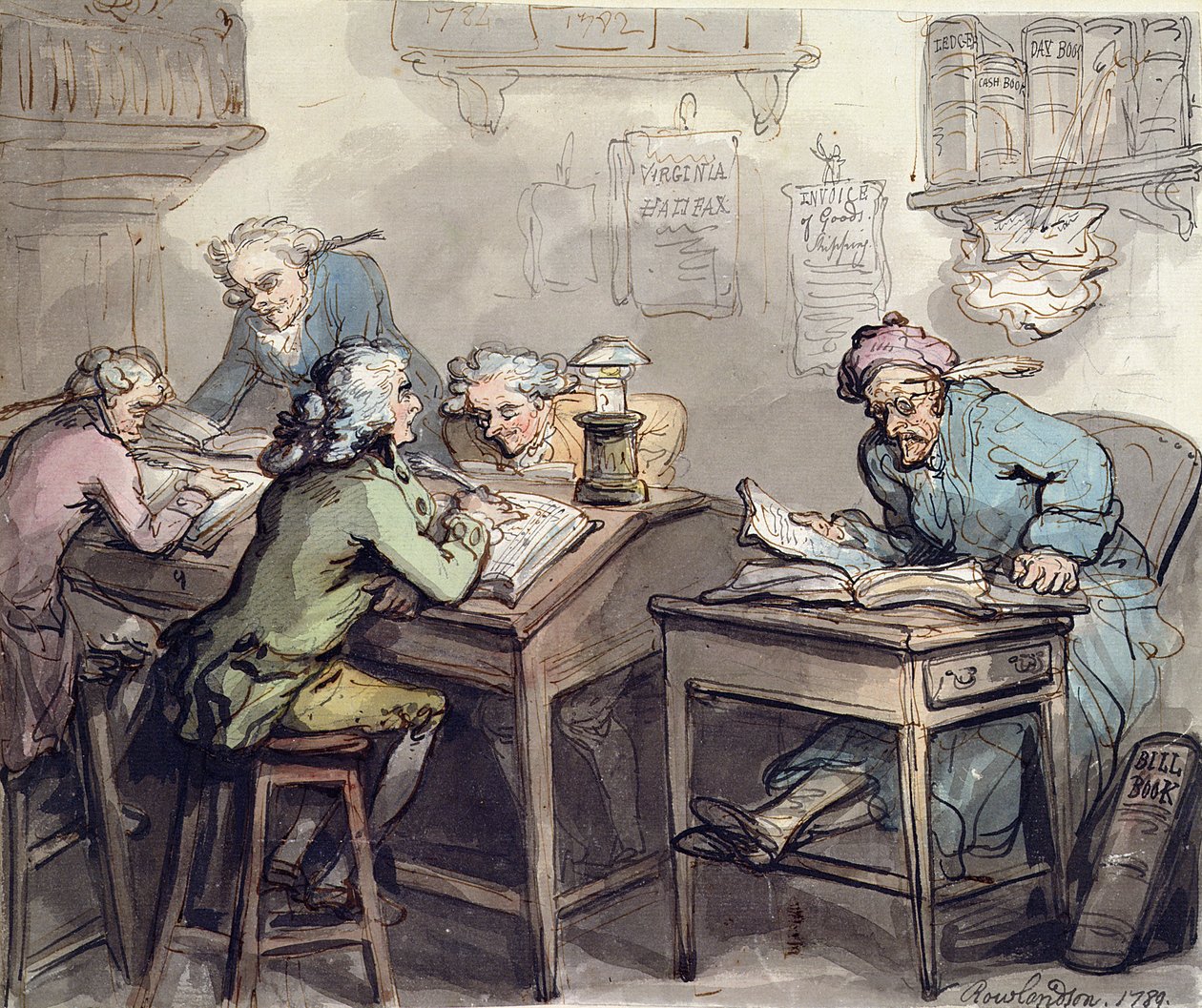 Oficina de un comerciante, 1789 de Thomas Rowlandson