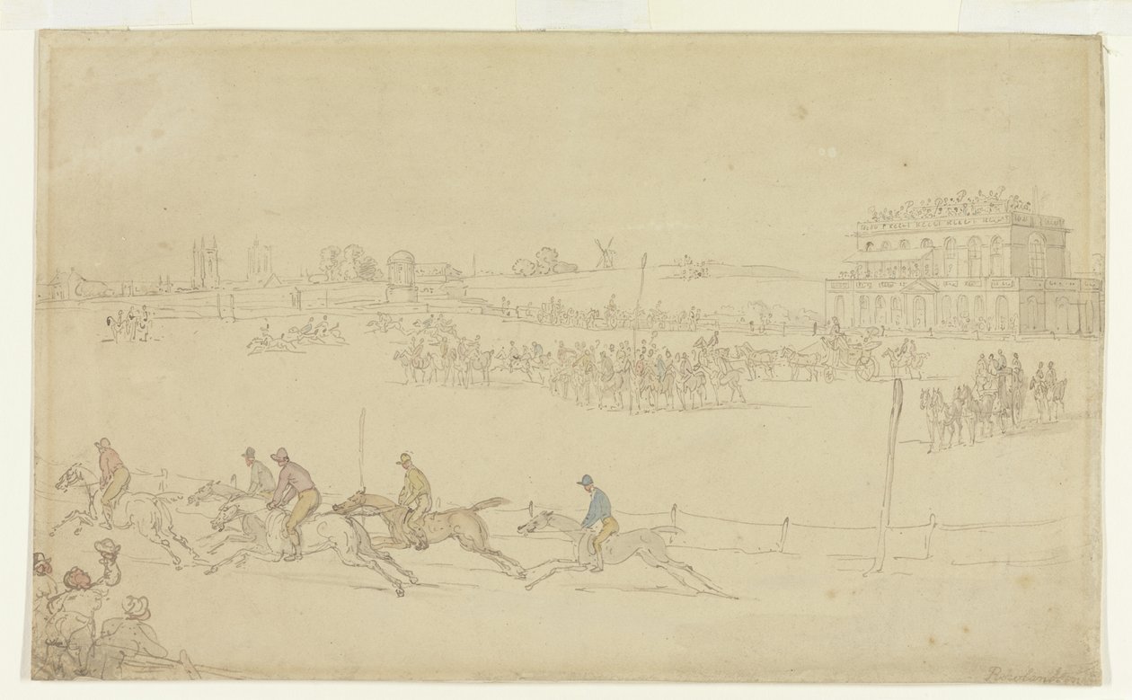 Una carrera en Knavesmire en York de Thomas Rowlandson
