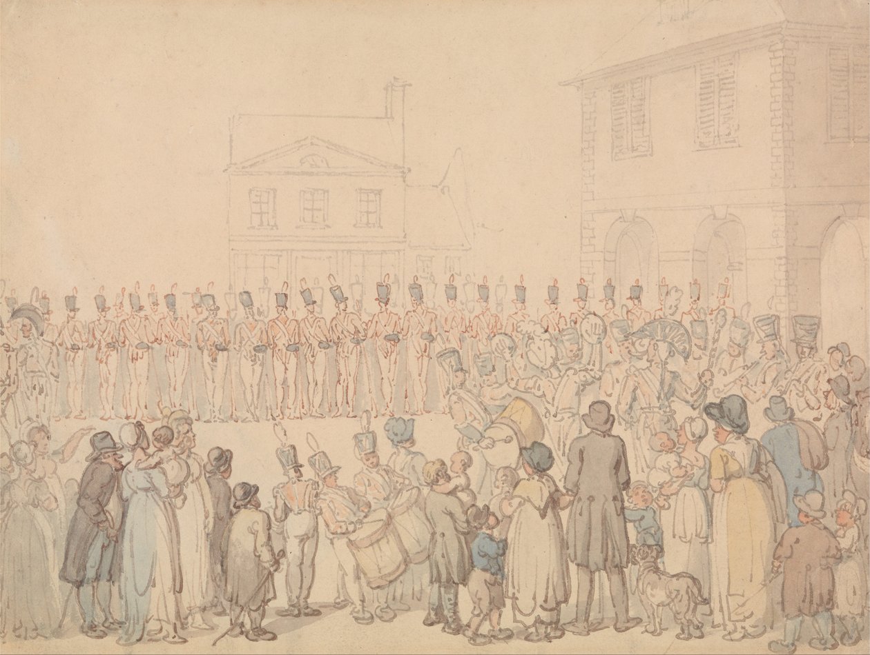 Revisión de la milicia de Northampton en Brackley de Thomas Rowlandson