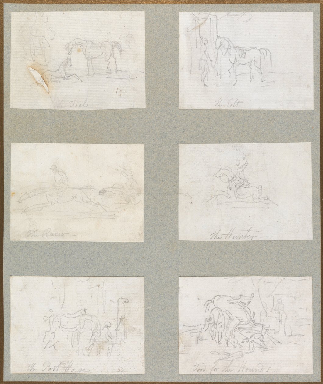 Las edades del caballo: El potro, El potro joven, El corredor, El cazador, El caballo de posta, Comida para los perros de Thomas Rowlandson
