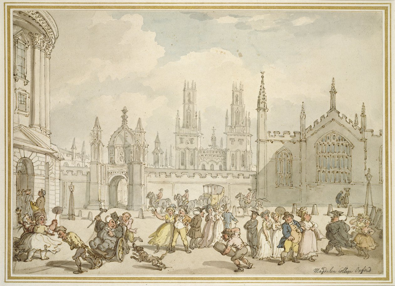 All Souls College, Oxford o Radcliffe Square, Oxford, siglo XIX de Thomas Rowlandson