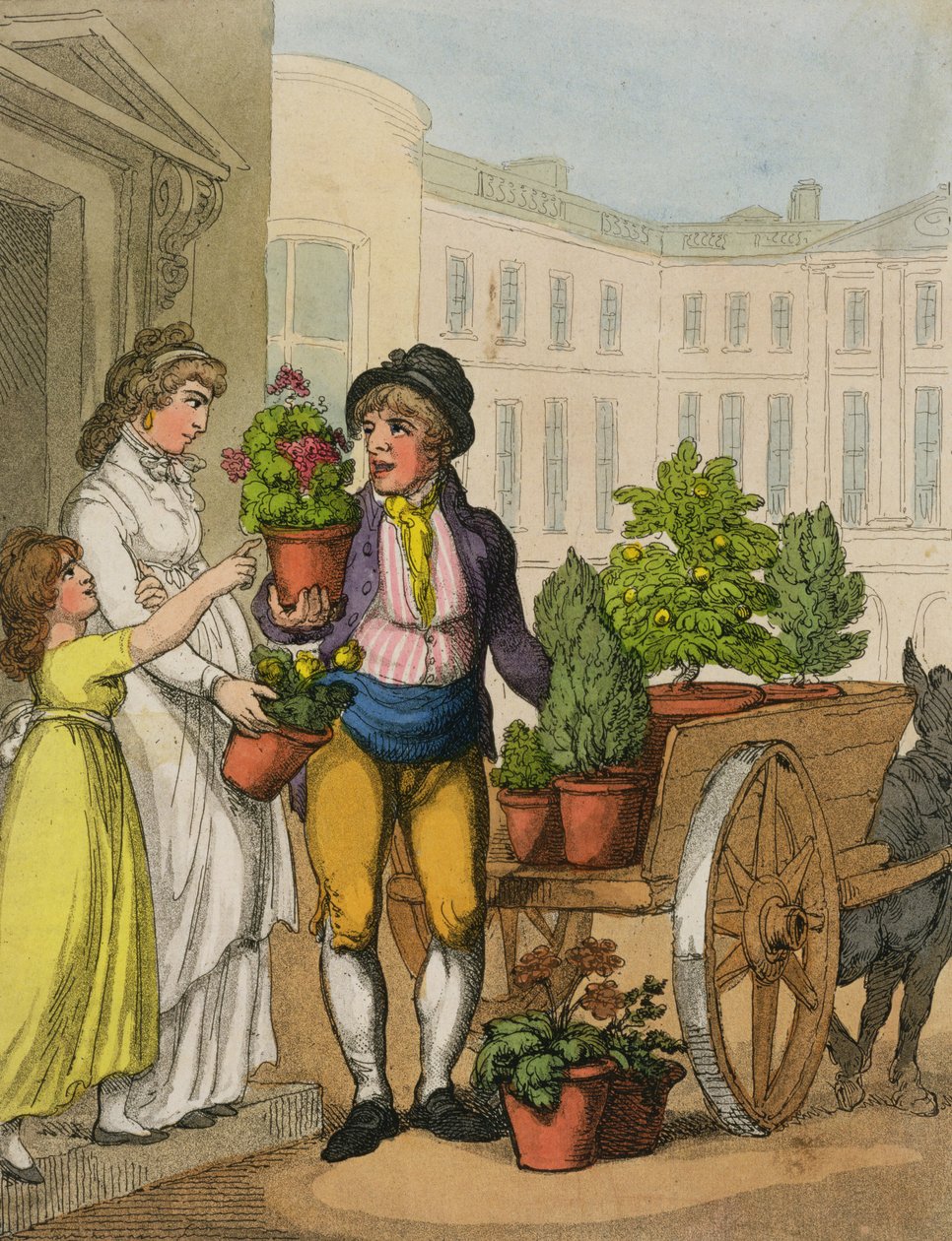 Gritos de Londres: El Vendedor de Macetas de Jardín, 1799 de Thomas Rowlandson