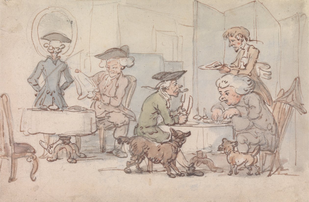 Comensales en una tienda de chuletas de Thomas Rowlandson