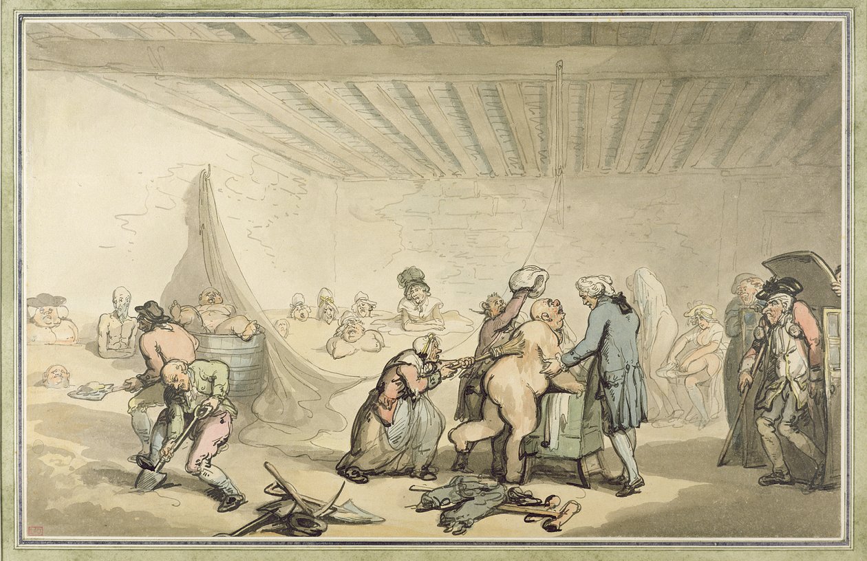 Establecimiento de baños de tierra fría y barro caliente del Dr. Graham en 26 Fleet Street, Londres de Thomas Rowlandson