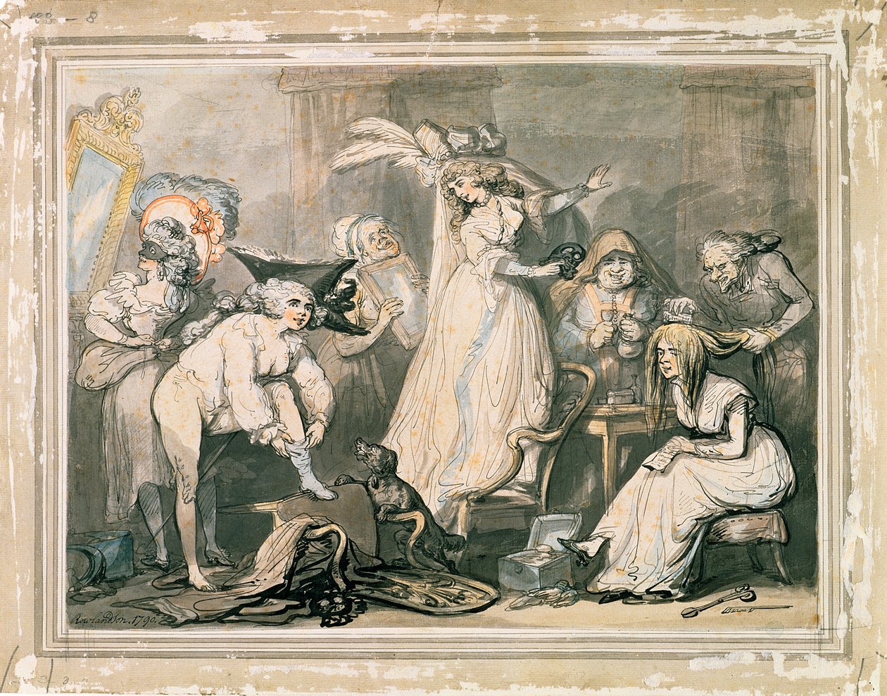Vistiéndose para un baile de máscaras, 1790 de Thomas Rowlandson