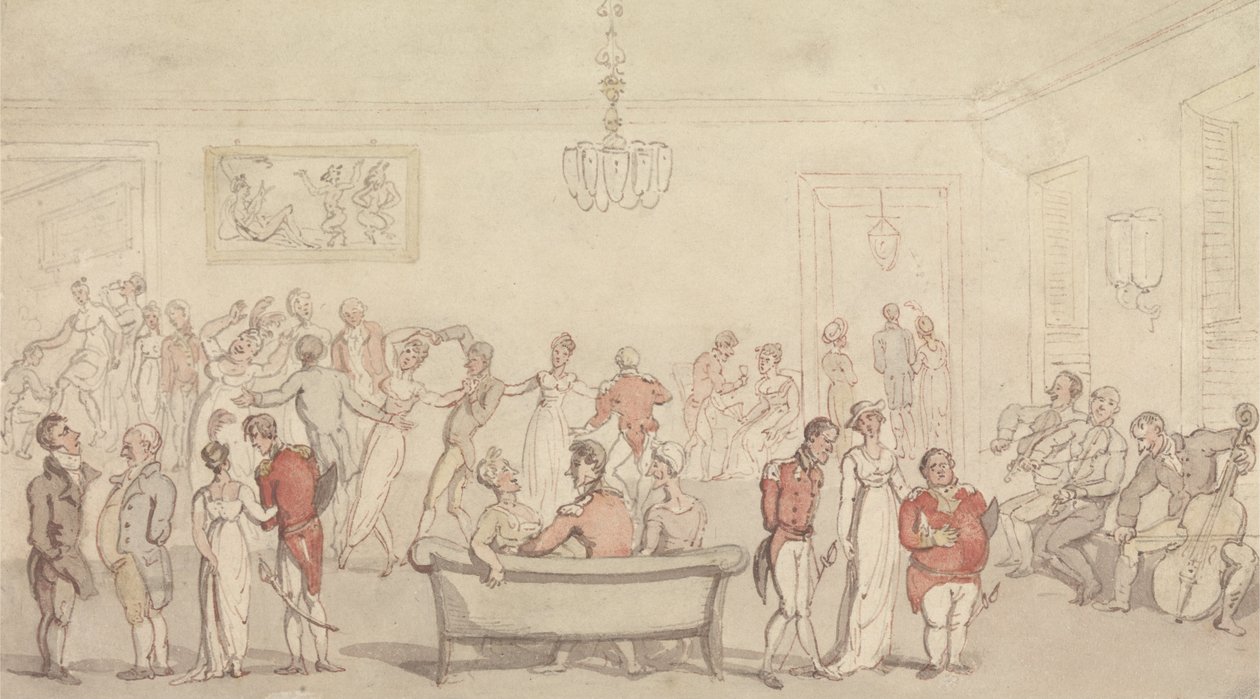 Compañía elegante bailando de Thomas Rowlandson