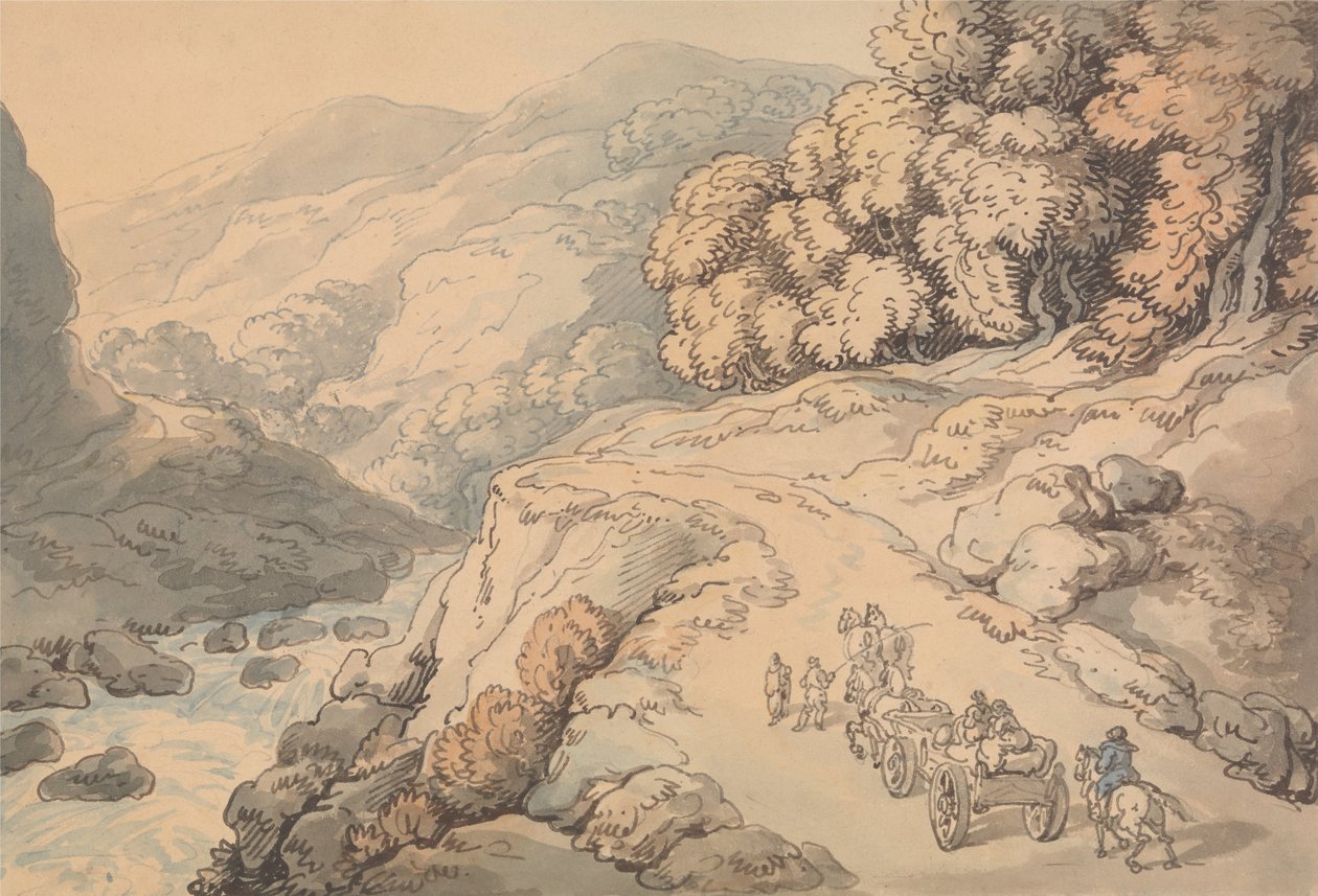 Cascadas en el río Conwy, Gales del Norte de Thomas Rowlandson