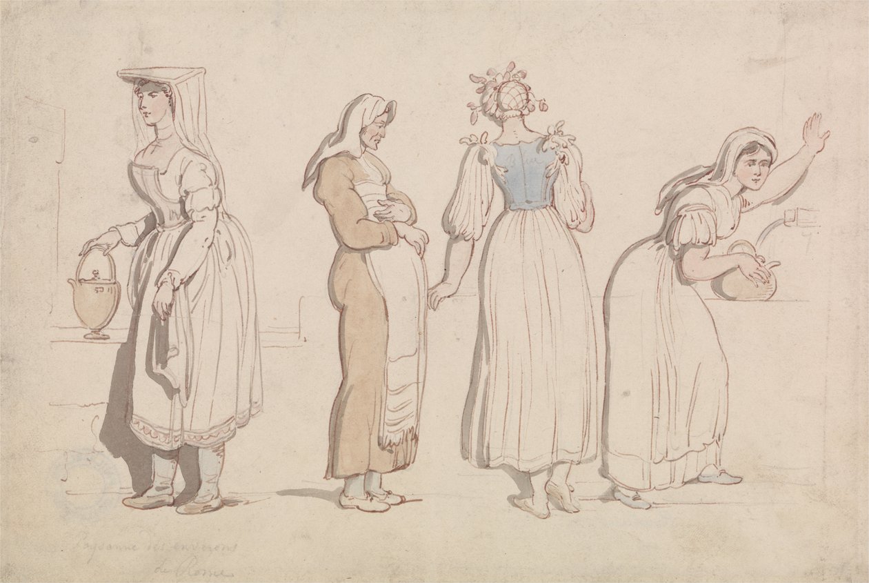 Cuatro mujeres en un pozo en Roma de Thomas Rowlandson