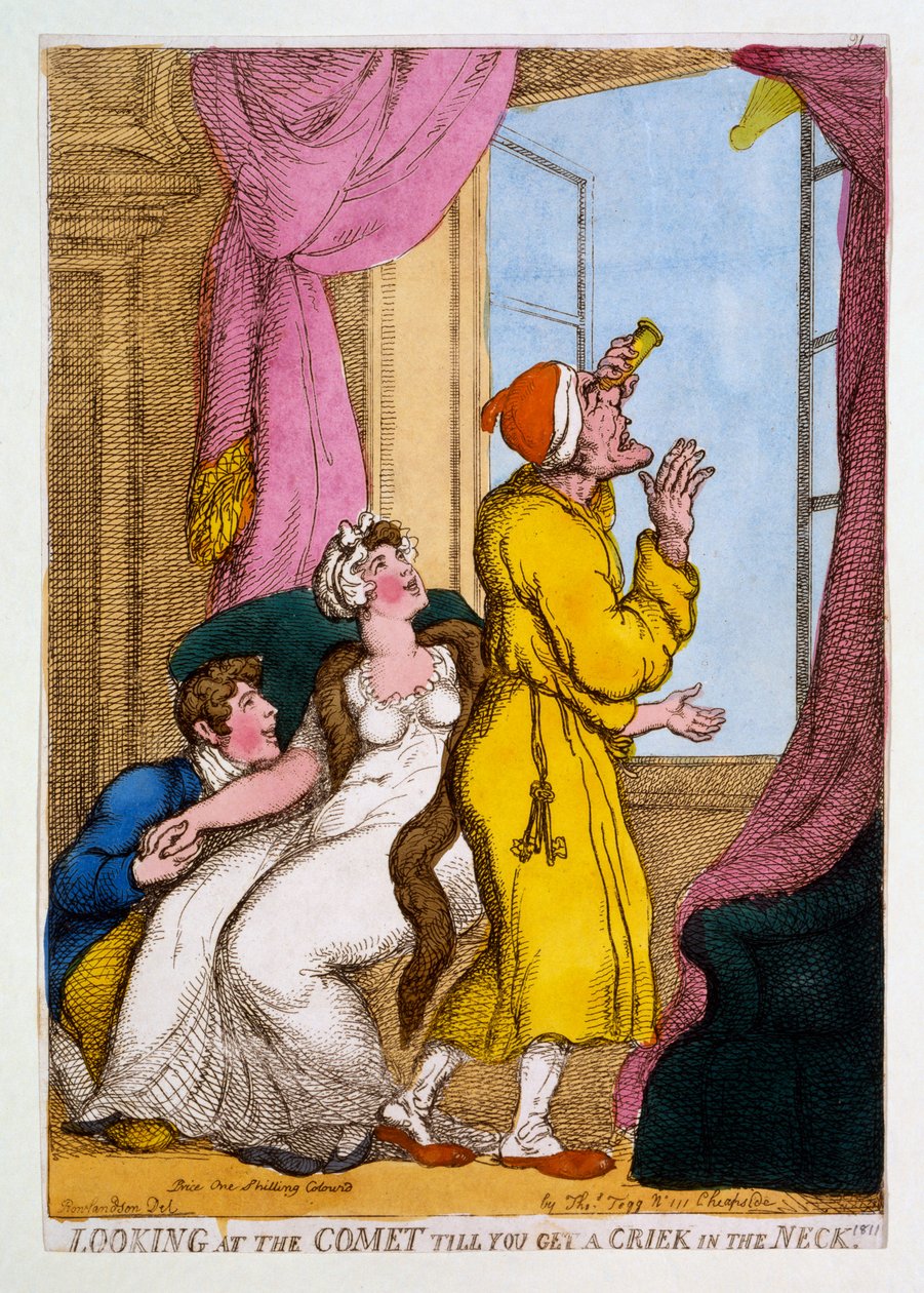 Mirando el cometa hasta que te duele el cuello, 1811 de Thomas Rowlandson