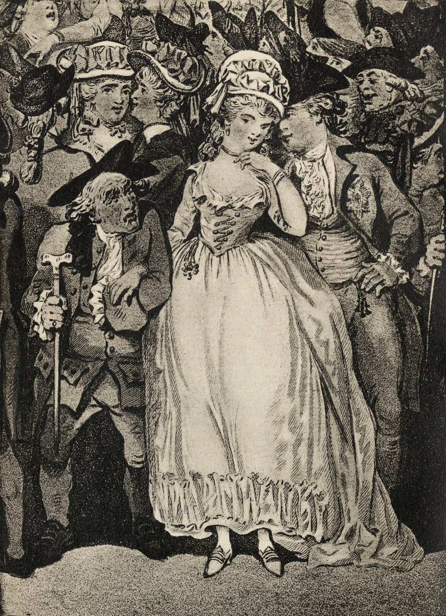 La Sra. Mary Robinson acompañada por el Príncipe de Gales y su esposo Thomas Robinson de Thomas Rowlandson
