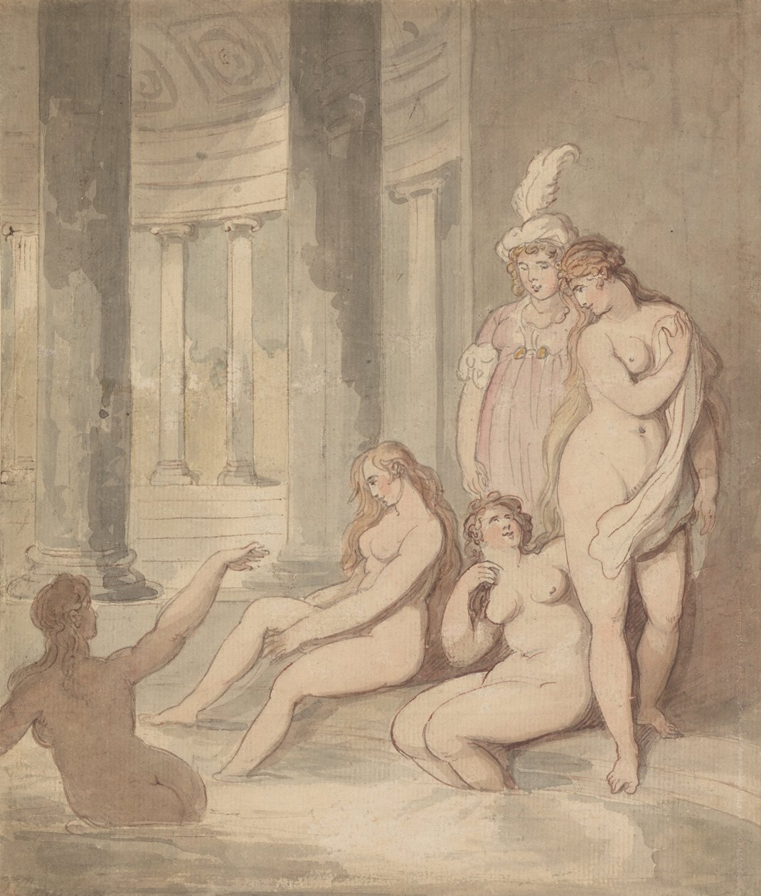 Ninfas en un baño romano de Thomas Rowlandson