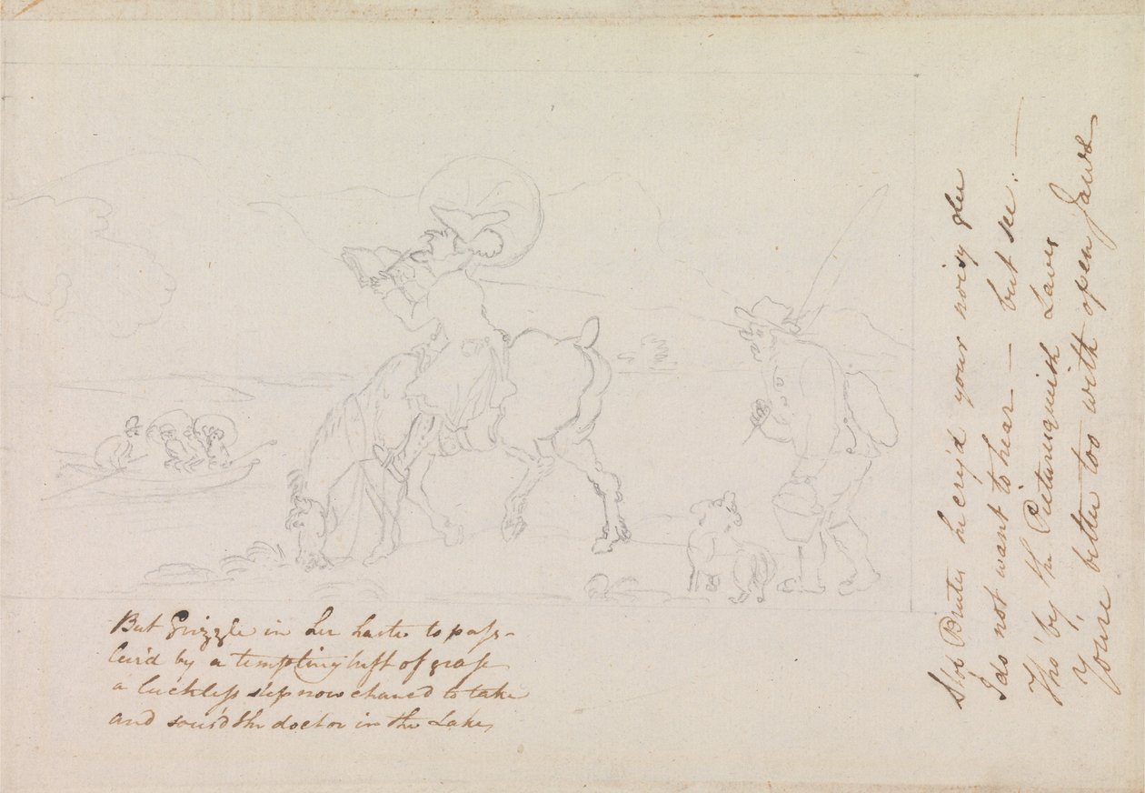Boceto preparatorio para Dr. Syntax dibujando el lago de Thomas Rowlandson