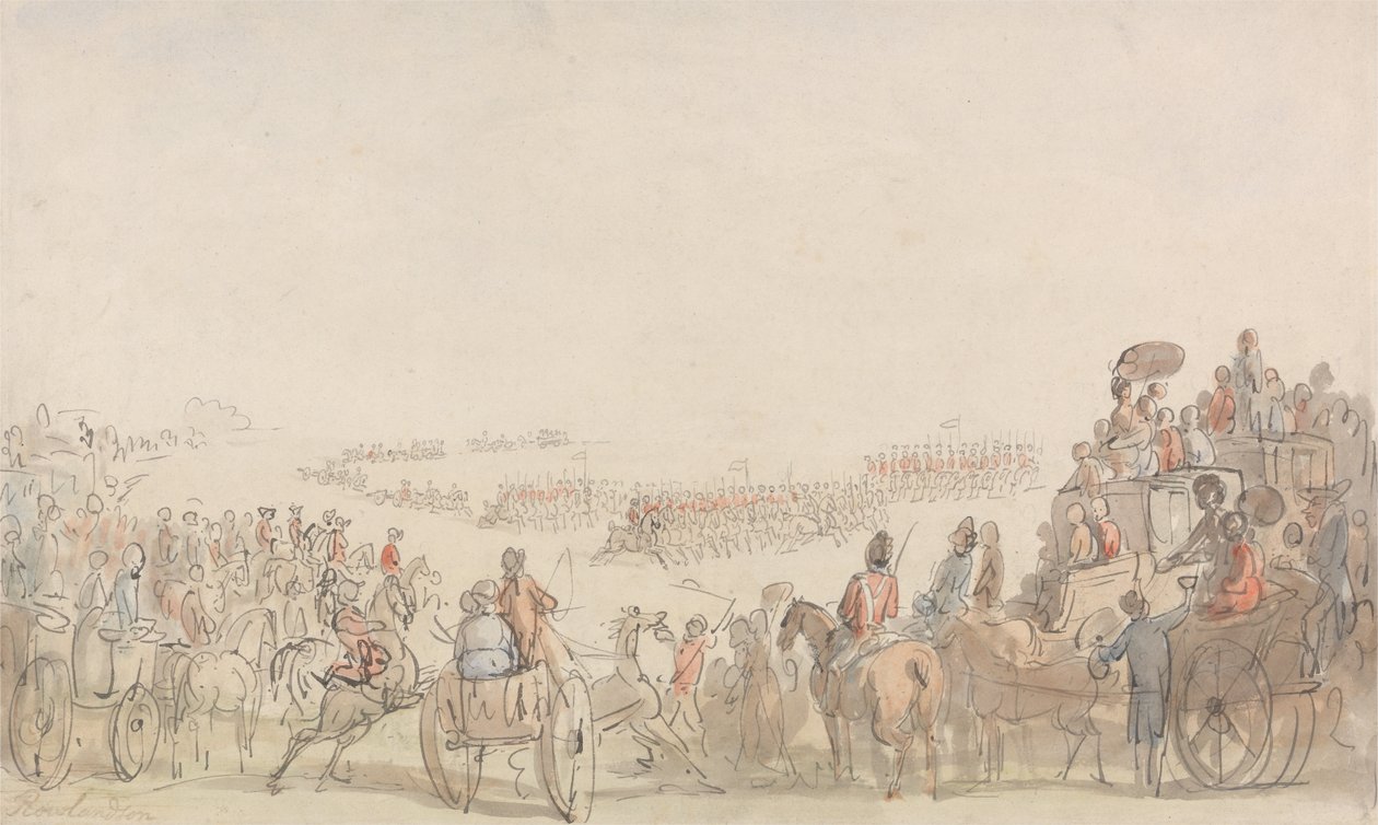 Revisión de los Voluntarios de Caballería Ligera en Wimbledon Common de Thomas Rowlandson