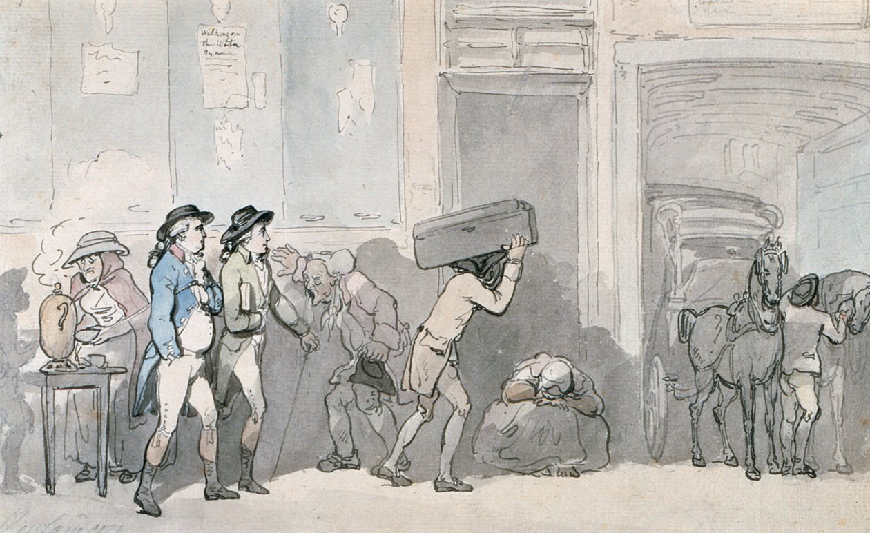 Rowlandson y Wigstead llegando a una posada de Thomas Rowlandson