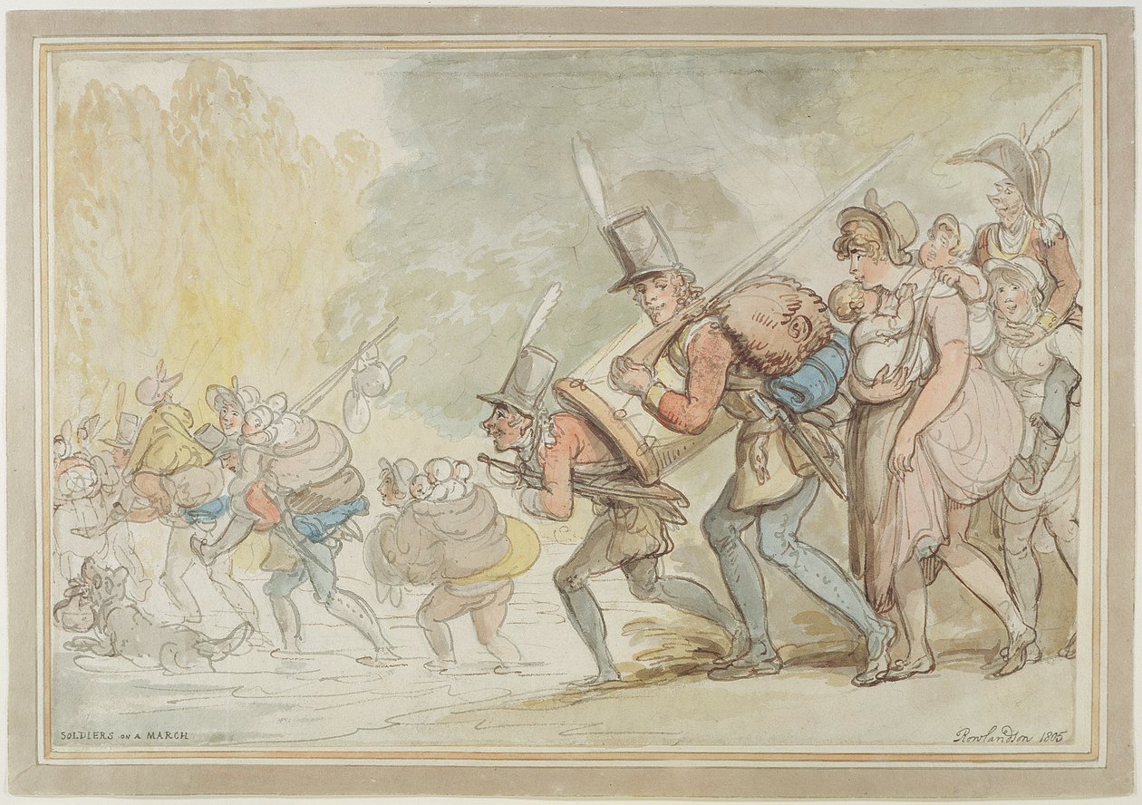 Soldados en marcha, 1805 de Thomas Rowlandson