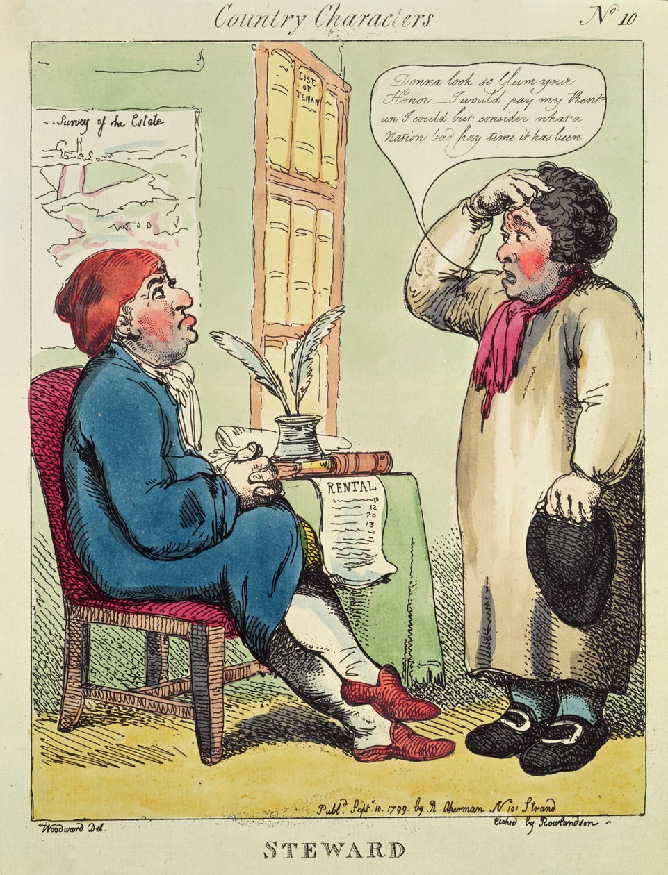 Mayordomo, de una serie titulada Personajes del campo, 1799 de Thomas Rowlandson