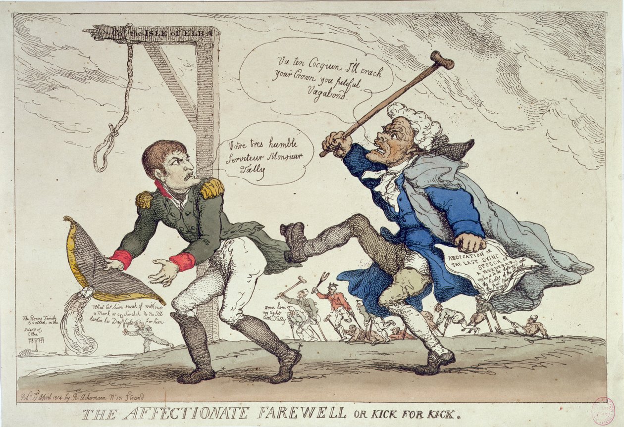La despedida afectuosa o, Patada por patada, publicada por R. Ackermann, 17 de abril de 1814 de Thomas Rowlandson