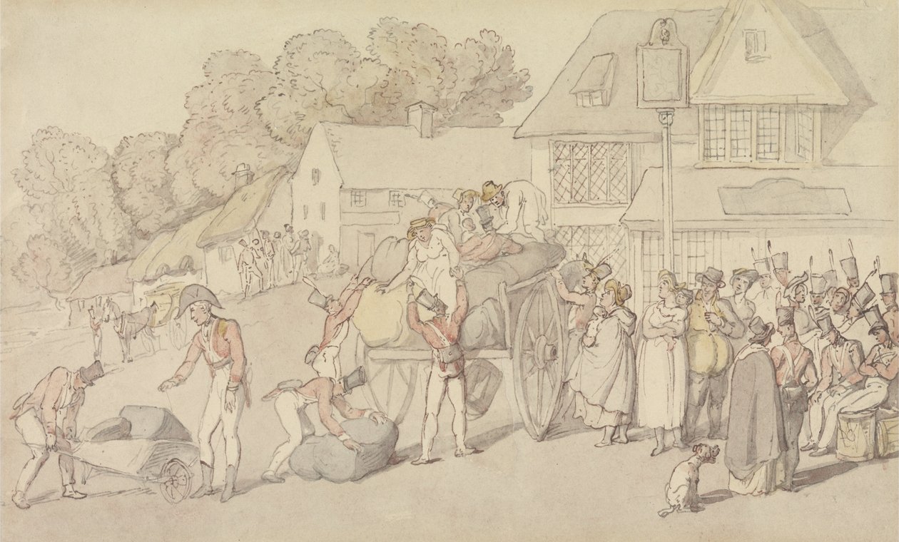 La llegada de una compañía de milicia a una posada de Thomas Rowlandson