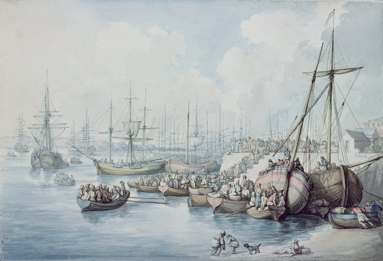 El desembarco de los realistas de Toulon en Southampton en 1794 de Thomas Rowlandson