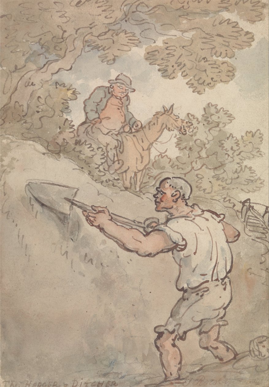 El seto y el cavador de Thomas Rowlandson