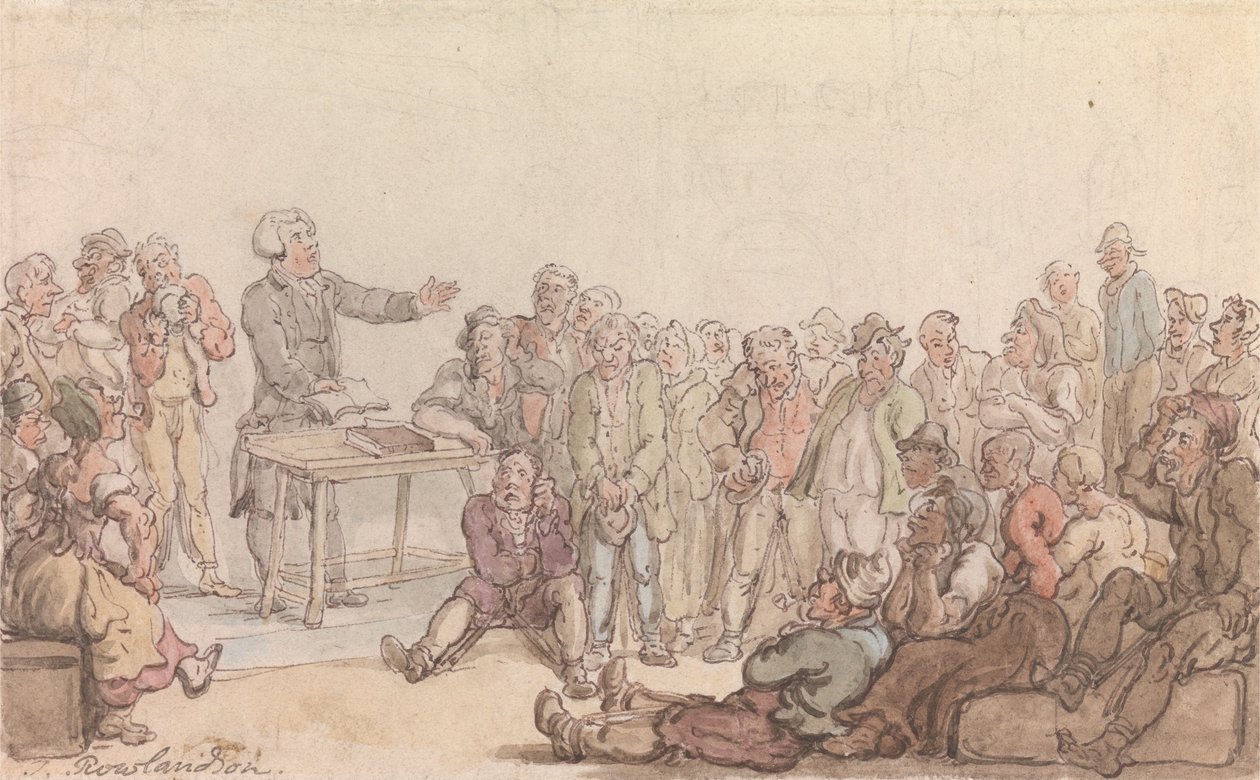 El vicario de Wakefield: El vicario predicando a los prisioneros de Thomas Rowlandson