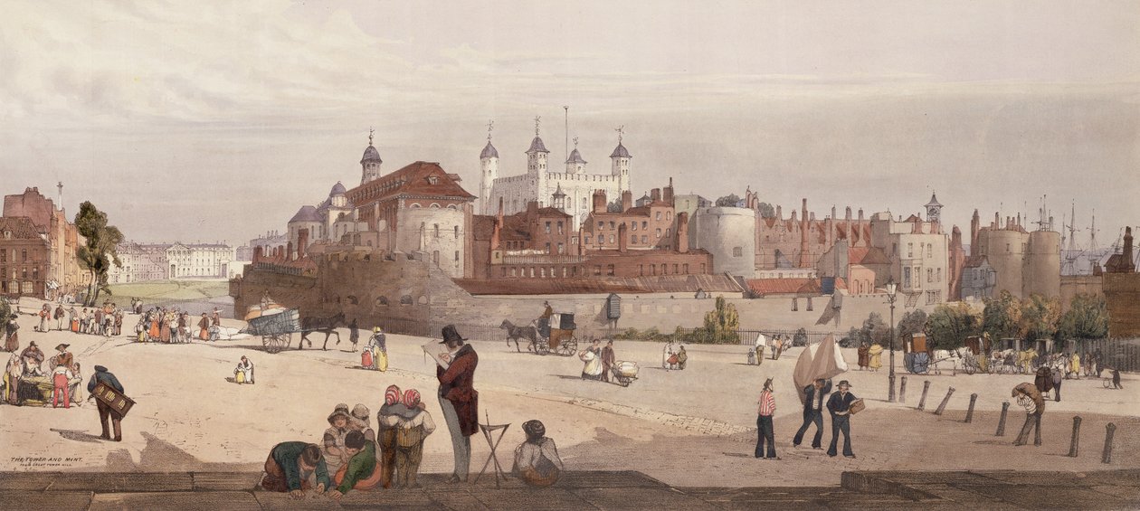 Vista de la Torre de Londres y la Real Casa de la Moneda desde Great Tower Hill, 1842 de Thomas Shotter Boys