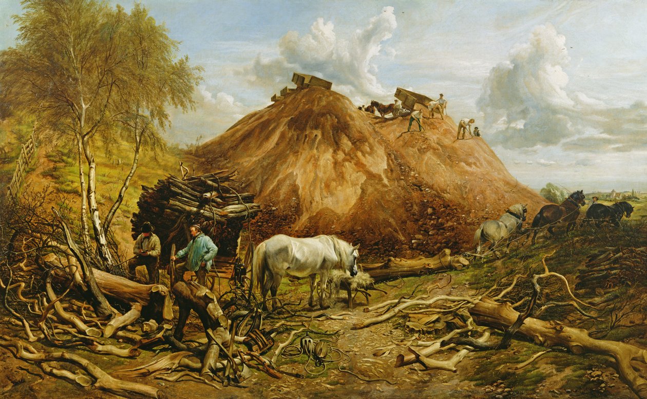 Despejando el bosque para el camino de hierro, 1880 de Thomas Sidney Cooper