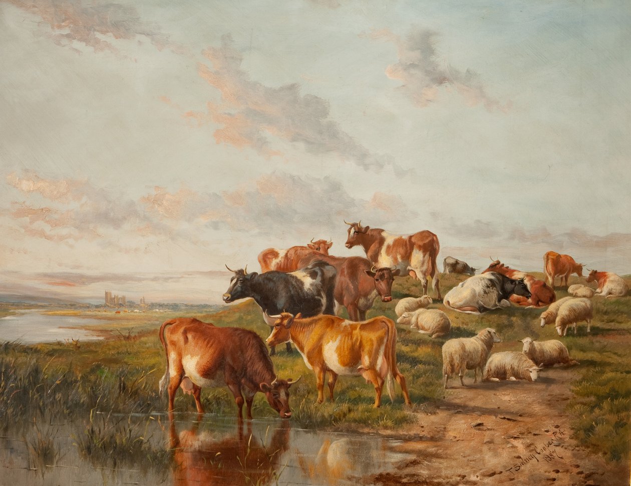 El abrevadero, 1887 de Thomas Sidney Cooper
