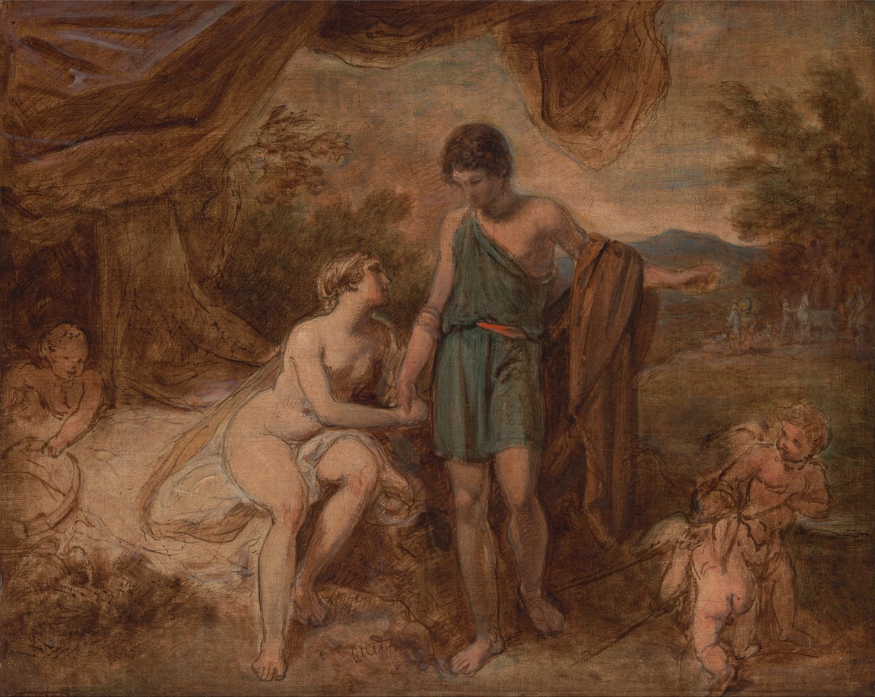 Un estudio inacabado de Venus y Adonis de Thomas Stothard