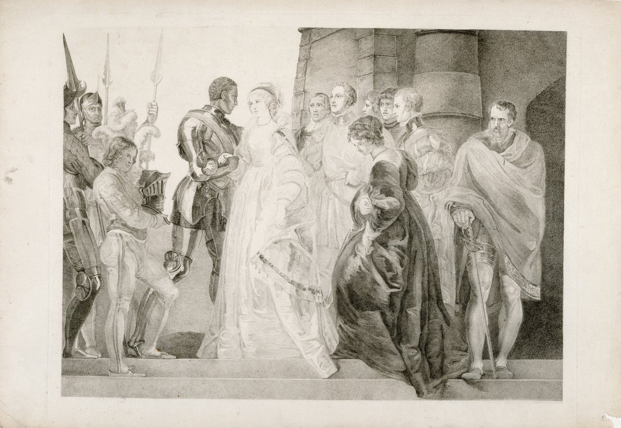 Otelo, Acto II, Escena I (grabado por Thomas Ryder) de Thomas Stothard