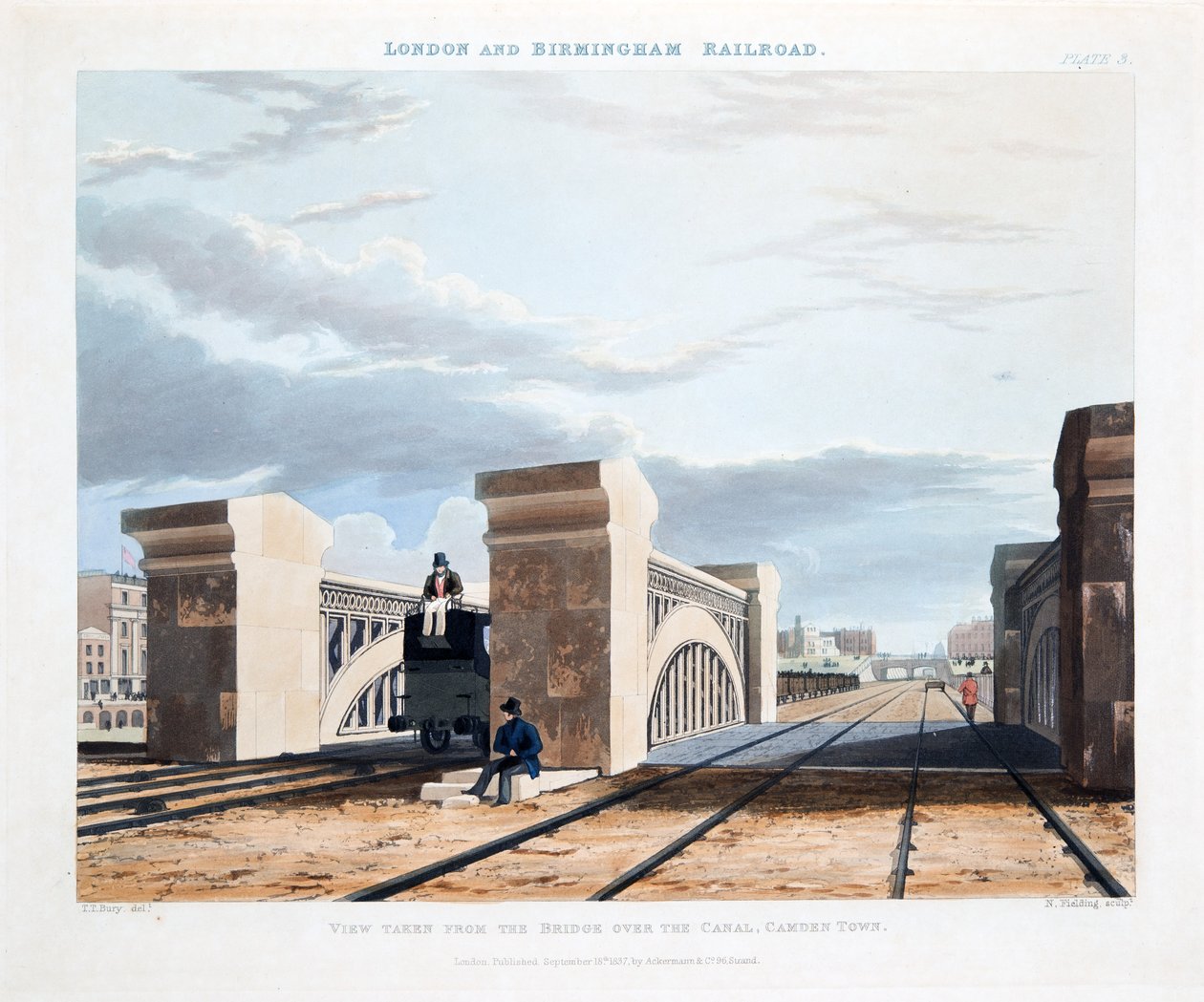 Vista tomada desde el puente sobre el canal, Camden Town, 1837 de Thomas Talbot Bury