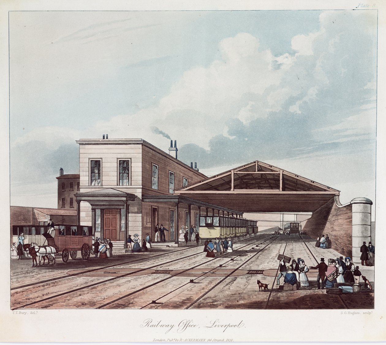 La oficina del ferrocarril, Liverpool (grabado por S.G. Hughes) de Thomas Talbot after Bury