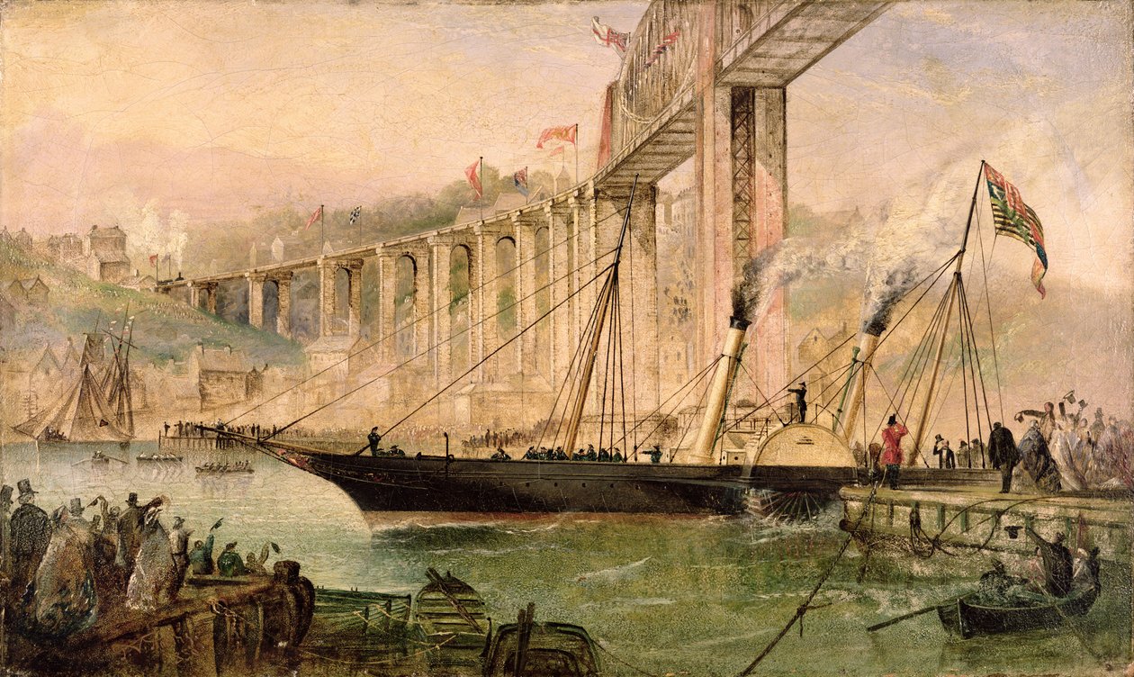 La Inauguración del Puente de Saltash por el Príncipe Alberto, 2 de mayo de 1859, c.1859 de Thomas Valentine Robins