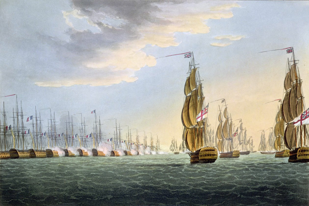 Batalla del Nilo, 1 de agosto de 1798, grabado por Thomas Sutherland para 