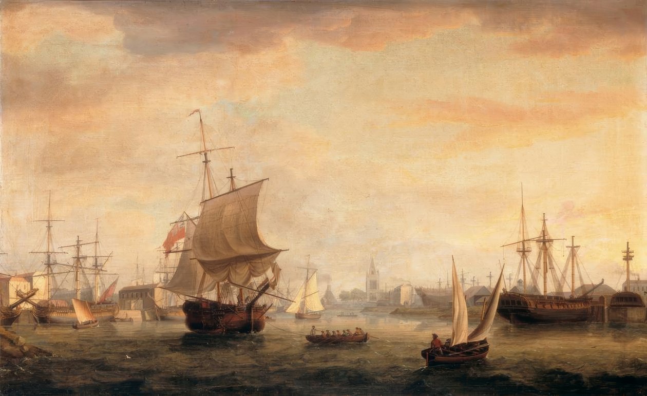 Vista del muelle y el puerto de Bristol de Thomas Whitcombe